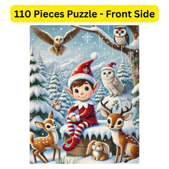 Personalized Elf Letter Double-Sided Jigsaw Puzzle for Kids - Picture 3 of 8
